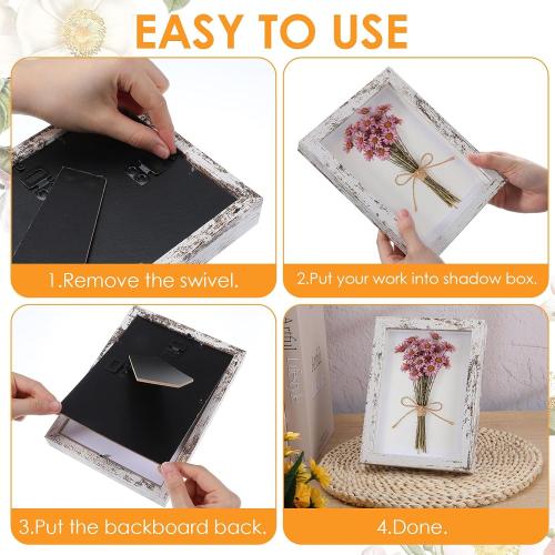 6 Pcs Wooden Picture Frame, Distressed White Frame Display Display Picture 5 x 4 with Mat or 8 x 6 Without Mat, Wood Rustic Photo Frames for Tabletop and Wall Mounting