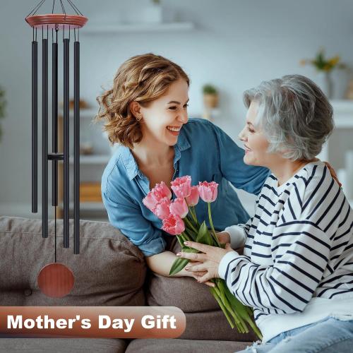 Toodour 60 Extra Large Memorial Wind Chimes for Outside, Deep Tone Wind Chimes with 6 Heavy Tubes, Unique Sympathy Wind Chime for Outdoor Garden Patio Yard Lawn - Brown