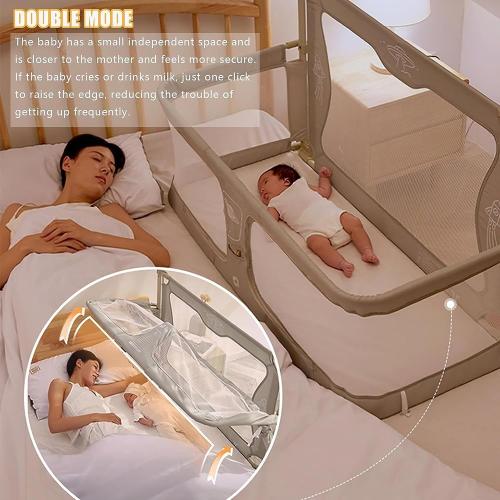 3 in 1 Baby Bassinet, Bassinets Bedside Sleeper with breathable and visible mesh window,soft washable liner cover and sturdy aluminum alloy,for cosleeping baby bed,Portable Bedside Crib ( Color : Ligh