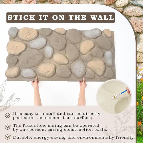 1 Pack PU Faux Stone Panel 47 w x 23.23 h x 2 d Artificial 3D Rock Veneer for Interior Exterior Wall Decor Stone Siding for Outdoor Home Improvement Projects