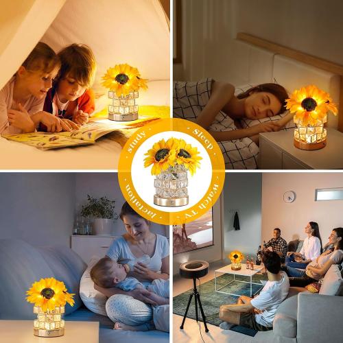 Sunflowers Flower Lamp Cordless Touch Table Lamp Birthday Gifts for Women