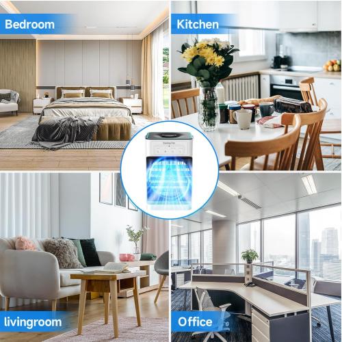 Portable Air Conditioners for Bedroom, Dual Motor Evaporative Air Cooler with 3 Speeds & 3 Mist, 7 Color Night Light Cooling Fan with 2-8H Timer, 1100ML Personal AC Unit for Office Room