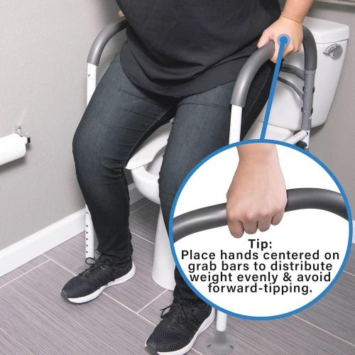 Vaunn Medical Deluxe Adjustable and Foldable Toilet Safety Frame, Bathroom Handrail Assist Grab Bar Handle