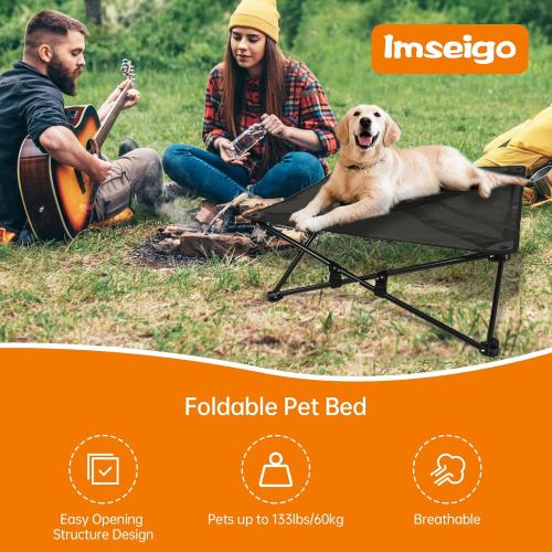 Elevated Dog Bed Portable Foldable Bed for Medium Large Dogs with Stable Steel Frame Durable Breathable Teslin Fabric Raised Pet Cot Beds 130 LBS Capacity Indoor Outdoor Black 31.5 x 31.5