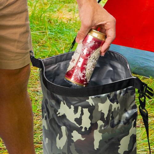 PERMIAN Portable Cooler Bag Roll Top, Green Camouflage, Insulated Improved Liner, 15L Foldable Waterproof Dry Bag for Boating