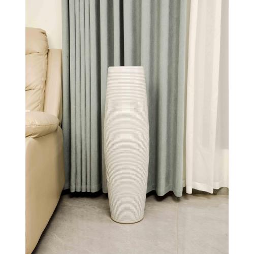 Extra Large 31.5 Floor Vase Modern Minimalist - Handmade Ceramic White Gloss Vase for Entryway, Wedding Decor, Farmhouse Living Room - Fits Tall Stems & Branches (7 Mouth, 9.8 Max Width