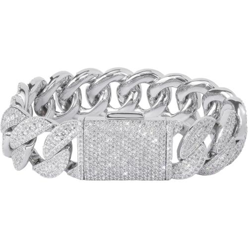 Iced Out Cuban Link Bracelet for Men, 12-20MM Flooded Hip Hop Bling Bracelet with 5A Cubic Zirconia, Heavy Big Size Miami Cuban Bracelet, Luxury CZ Cuban Link Jewelry for Women