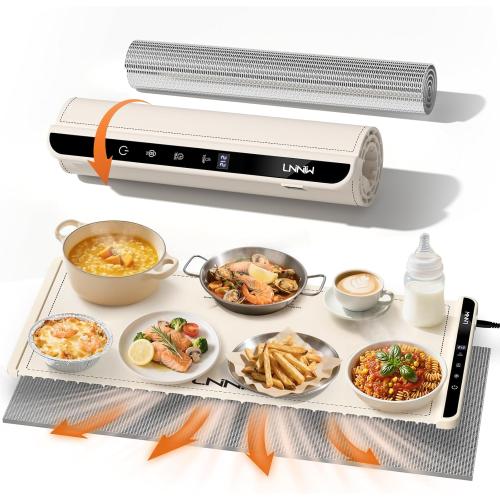 Extra Large Food Warming Mat with Heat-Resistant Pad, 36X15 Inch, 6 Temperature & 6 Timer Settings, Child Lock Safety, Fits More Dishes for Family Dinners and Parties