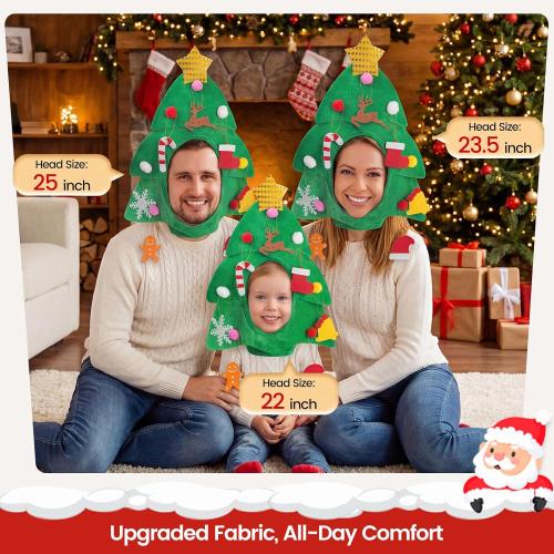 DomeStar Christmas Tree Hat with  Ornaments, Funny Crazy Santa Hat for Party Celebrations
