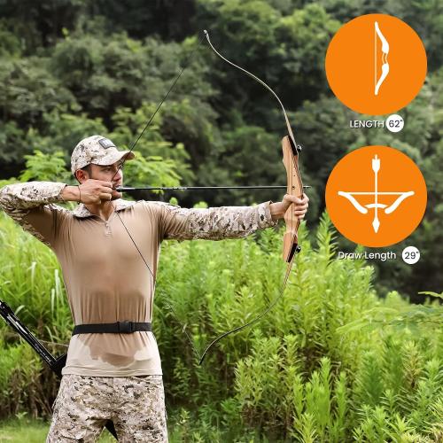 Motion Zeus Standard Target Archery for Adult & Youth Beginner, 62 Inch Wooden Takedown Recurve Bow for Training,Hunting, Practice & Competition（20-50lbs）