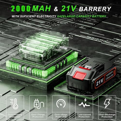 Electric Weed Wacker Cordless, with 2 X 21V 2.0Ah Battery Powered, 3 in 1 Stringless Grass Trimmer/Mini Mower/Brush Cutter Cordless， 4 Types of Cutting Blades, Brush Cutter for Lawn Yard Garden