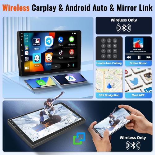 4 64GB Android 15 Car Radio for Ford F-150 F150 2009 2010 2011 2012 with Wireless CarPlay Android Auto, Realdio 9 Inch Touchscreen for F150 Car Stereo with Bluetooth 5.0, FM/RDS, 32EQ, GPS, WiFi, UI
