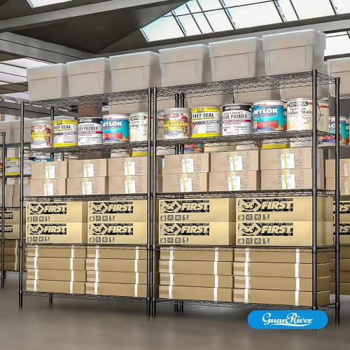 Guan River 5-Shelf Adjustable Metal Shelf Wire Shelving Unit Heavy Duty Storage Rack Display Shelf for Office,Kitchen,Bedroom,Bathroom,Laundry,Pantry Basement,Garage(Black,48 L x 18 W x 72 H)