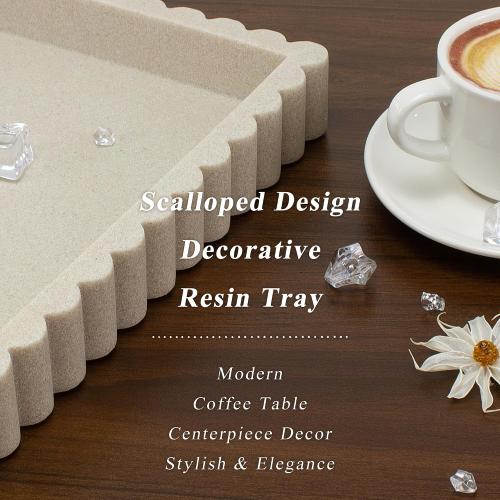 YMXYJM Decorative Tray for Coffee Table, Modern Tray Decor, 14 Beige Resin