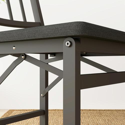 JOIN IRON Folding Dining Chair Set of 2, Rustic Brown Wood Seat with Metal Frame, Foldable Kitchen Chairs, No Assembly Required, Space Saving Chairs for Small Apartment and Dining Room (Black)