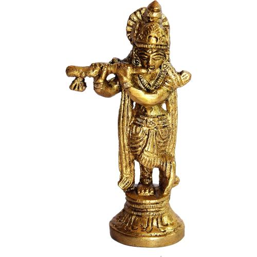 Esplanade - Brass - 3.5 - Krishna Makhan Chor Laddoo Gopal Baby Krishna Kishan Thakurji Murti Idol Statue Sculpture