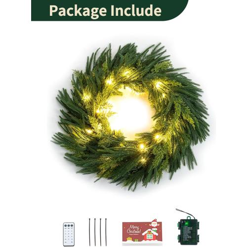 NUPTIO Christmas Norfolk Pine Garland: 6Ft Artificial Pre-Lit Cedar Garland for Mantle Fireplace Table Stair - Real Touch Greenery Decorations 30 LED Lights 12-Mode with Remote Timer for Door Wall