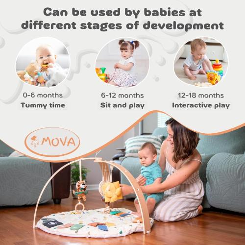 MOVA Baby Play Gym Baby Play Mat for Babies 0-6 0-12 Months Baby Tummy Time Play Mat Infant Play Mat for Babies Baby Activity Mat Gym for Floor Baby Playmat for Babies Newborn Play Mat Gift Boys Girls