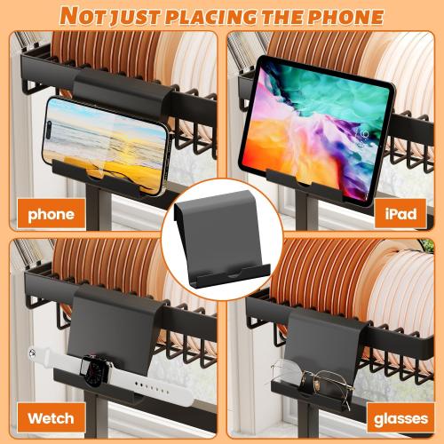 Over The Sink Dish Drying Rack 27-40L x 12W x 32.5-37H (inches) (Expandable Height and Length) Snap-On Design 2 Tier Large Dish Rack