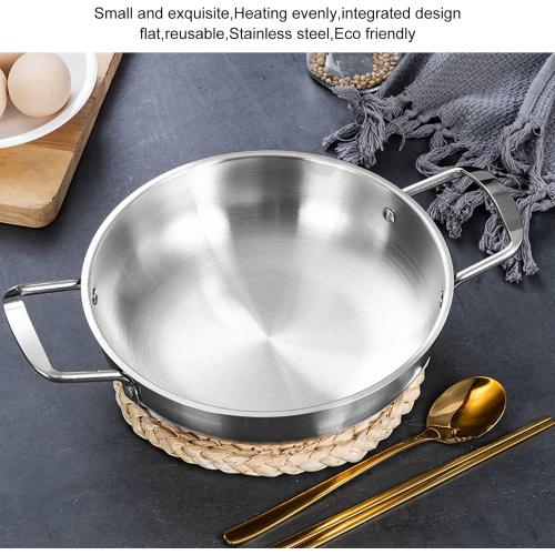 Korean Ramen Pot, Stainless Steel Ramen Cooking Pot with Double Handles Korean Ramen Noodle Pot for Soup Noodle Pasta, Compatible with Gas & Induction Cooktops (26cm)