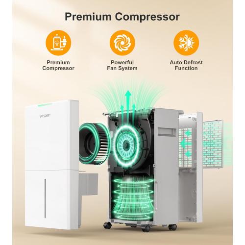 4000 sq.ft Dehumidifier for Basement, 45 Pint Dehumidifiers for Home with Drain Hose, WPSOERT Smart Compressor Dehumidifies for Large Room, Bedroom, 3 Modes, Intelligent Humidity Control, Auto Defrost