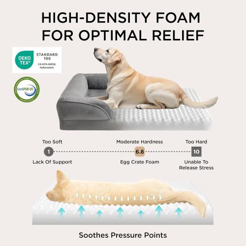 Bedsure Orthopedic Dog Beds for Extra Small Dogs- Washable Dog Cat Bed Waterproof, Comfort Pet Couch Sofa with Washable Removable Cover, Pets Bed with Nonskid Bottom, Grey, 20