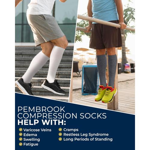 Pembrook Light Cotton Compression Socks for Men & Women - 3 Pairs | 8-15 mmHg Light Compression Socks for Men, Comfort and Support