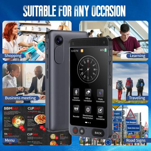 2025 Language Translator Device, Support 142 Languages and Accents, Two Way Real-Time Voice Translation, Online/Offline/AI/Voice/Photo Translation for Travel, Learning and Business, 2000mA