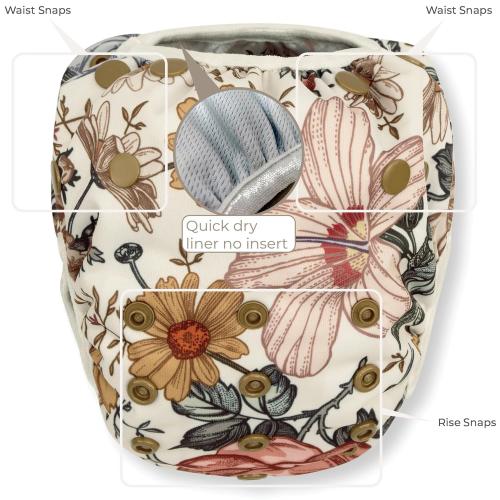 Nora's Nursery Reusable Swim Diapers and Wet Bag - One Size Fully Adjustable - Harlow Swim 3 Pack with Wet Bag