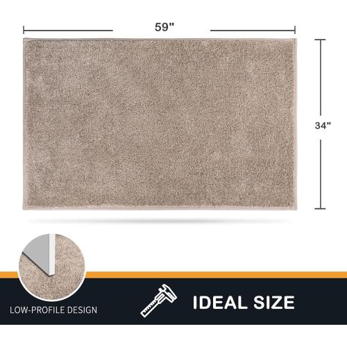 PURRUGS Dirt Trapping Door Mat 34 x 59, Non-Slip Machine Washable Entry Rug, Shoe Scraper, Dog Doormat, Super Absorbent Welcome Mat for Front & Back Door, Muddy Shoes & Paws, Taupe
