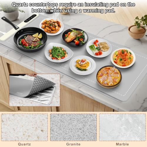 FYY Extra Large Warming Mat for Food - Rapid and Full Surface Heating, 6 Temp Settings, 6H Timer, Rollable Portable Food Warming Mat for Gatherings, Parties, Keep Meal Warm (XX Large Size, Gray)