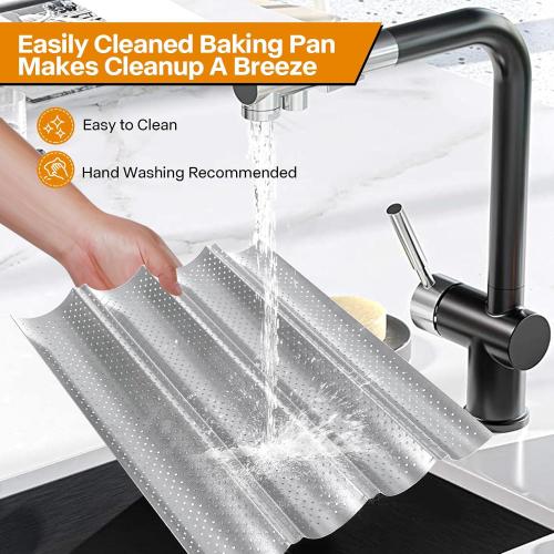 Silver French Baguette Bread Pan Kit, Non-Stick Baguette Tray with Proofing Cloth, Bread Lame for Baking