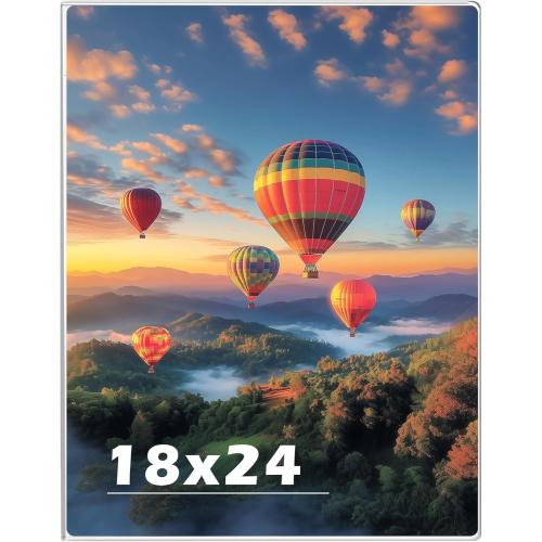 18 x 24 Acrylic Picture Frame, Horizontal/Vertical Clear Photo Frame for Wall with Tape, No Drilling Floating Hanging Frameless Picture Frame, Wall Mount Sign Holder 18x24 for Home, School, Office