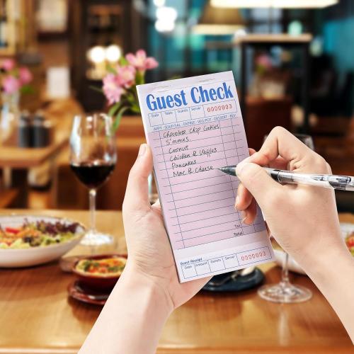 ZPARIK 6 Pack Guest Checks Books, Server Note Pads, Pink | 5 Pack Guest Checks with 50 Sheets Per Book, Waiter Checkbook, Waitress Notepad for Restaurants, Perfect for Servers