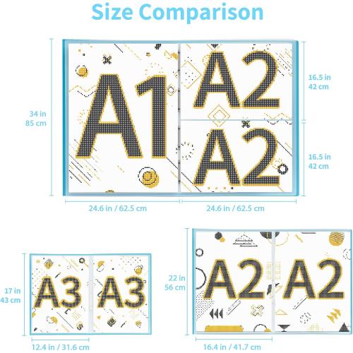ARTDOT A1 Storage Book for Diamond Painting Kits, Diamond Art Portfolio Folder for Diamond Painting Accessories with 13 Pockets, 26 Views Protectors (34x25.4inches)
