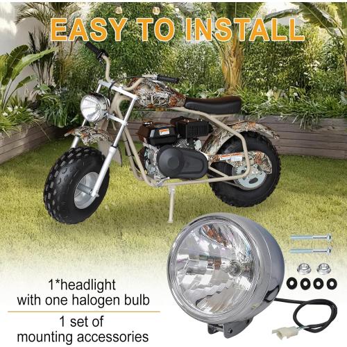 Chikia CT200U Headlight Front Light Bulb Compatible With Colem-an | CT200U Baja Warrior Trailmaster Mini Bike MB200 Axis M200 Front headlamp with 12v 35w bulb
