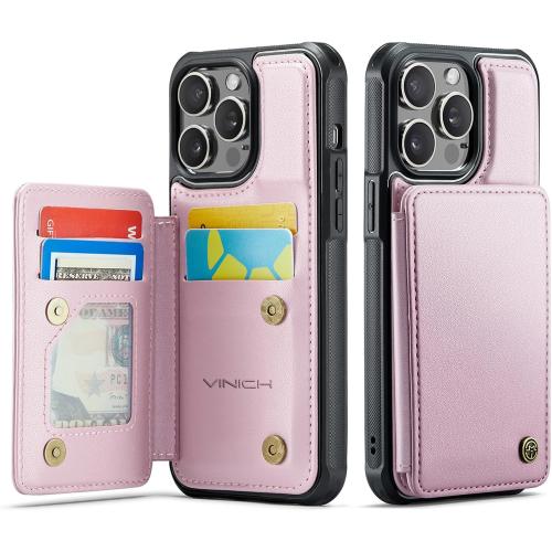 Vinich for iPhone 13 Pro Wallet Case with Card Holder, RFID Blocking Credit Slots Kickstand Shockproof Phone Cover Fit for iPhone 13 Pro 6.1 Rose Gold