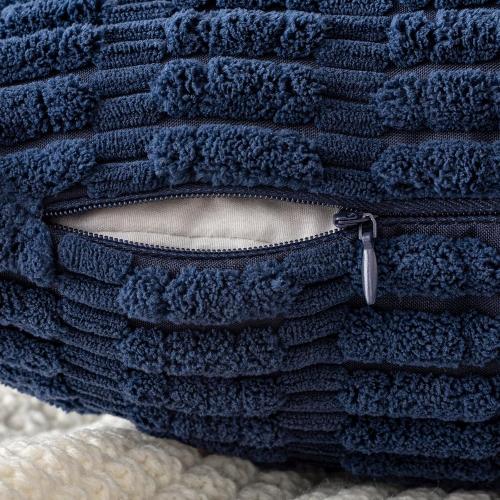 MIULEE Corduroy Decorative Throw Pillow Covers 18x18 Navy Blue Pack of 2