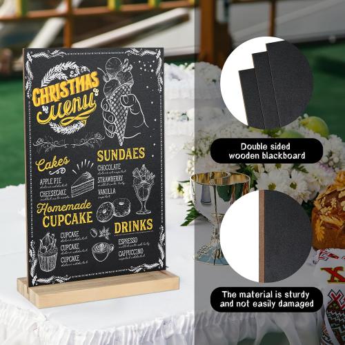 1 Pack Chalkboard 5.1x7.9 inch Small Chalkboard Sign with Wood Base Double-Sided Message Boards Menu Chalk Board Stand for Kitchen Wedding Bar Restaurant