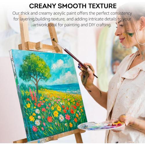 ABEIER Acrylic Paint, 20 Colors (250 ml/8.45oz) Acrylic Paint Bottle Set, Non-Toxic, Rich Pigments Bulk Painting Supplies for Canvas Crafts Wood Ceramic, Ideal for Artists, Beginners and Students