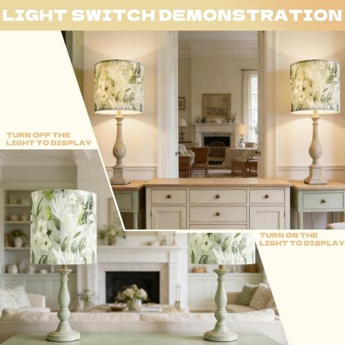 PAPAYA Lamp Shades Set of 2 10 D x 9 H Green Floral Drum Shade