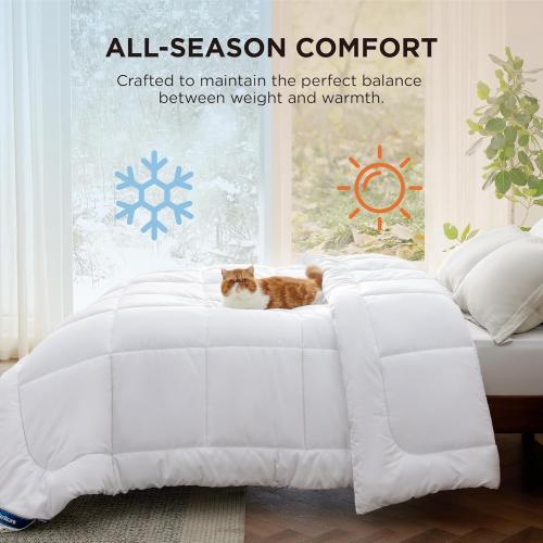 Bedsure Comforter Duvet Insert - Quilted Comforters King Size, All Season Duvet, GentleSoft Down Alternative Bedding, with 8 Tabs, Gifts for Women/Men, White, King 90 x 102 Inches