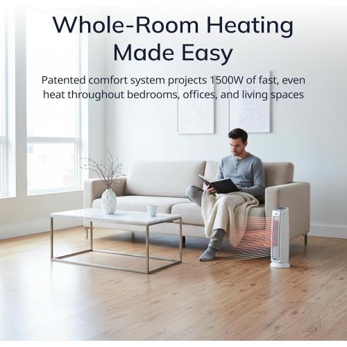 Lasko Oscillating Ceramic Tower Space Heater for Home with Overheat Protection, Timer, 22.5 Inches, Silver, 1500W, 5775