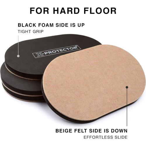 Felt Furniture Sliders Hardwood Floors X-PROTECTOR – 4 PCS 9 1/2 inch Furniture Sliders – Heavy Duty Felt Sliders Hard Surfaces – Move Your Furniture Easily & Safely!