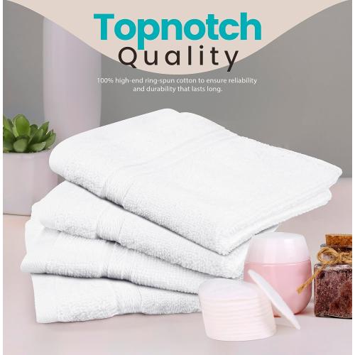 Towel and Linen Mart 100% Cotton- Wash Cloth Set -Pack  of 6,Quick Dry,Luxurious,Absorbent,Soft Feel Spa & Hotel Perfect for Daily Use (12X12 White)