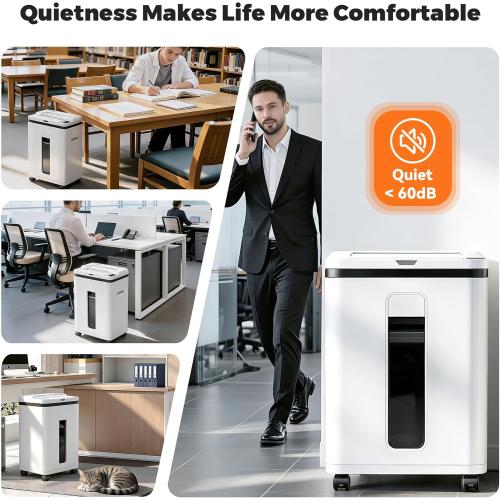 200-Sheet Auto Feed Paper Shredder, Touchscreen Heavy Duty Shredders, 40 Min Non-Stop, P-5 Ultra Security Commercial Shredder for Home Office, Micro Cut with Wheels, 5.8 Gal Bin, <60 dB