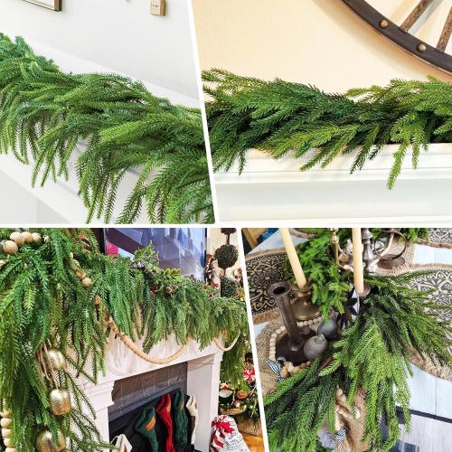 ​​6ft Artificial Christmas Garland - Realistic Faux Pine Garland for Fireplace Mantel, Indoor Outdoor Holiday Decor, Xmas Party Decoration (1 Pack)​