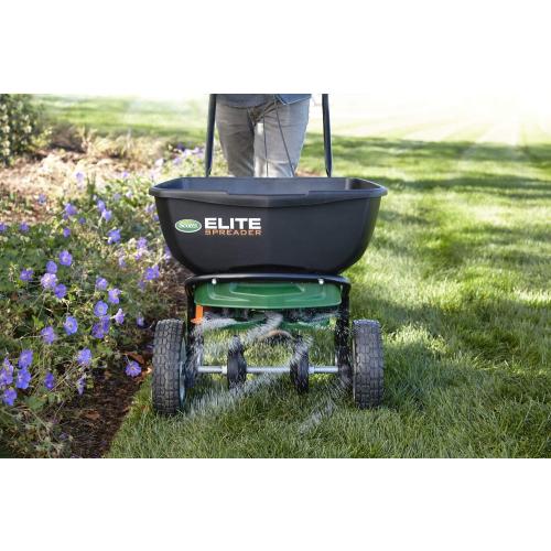 Scotts Elite Spreader for Grass Seed, Weed and Feed, Fertilizer, Salt and Ice Melt, Durable Push Spreader Holds up to 20,000 sq. ft Product