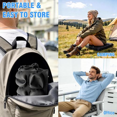 Upgrade Travel Cushion Airplane Seat, 3D Inflatable Seat Cushion, Adjustable Air Cushion with Non-Skid, Coccyx Tailbone Pain Relief Chair Pad for Office, Car, Wheelchair