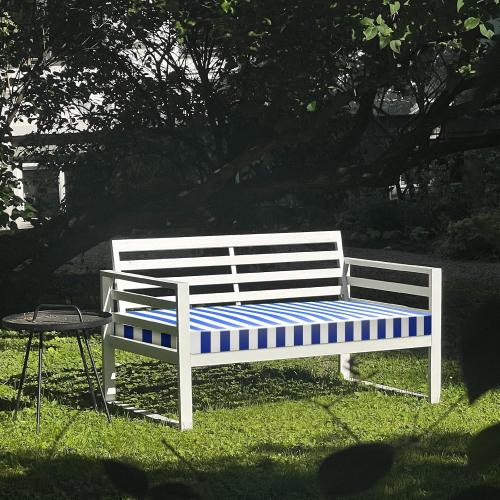 PNP FKJP Outdoor Bench Cushion 48 x 18 x 3, Waterproof Patio Furniture Cushions,Outdoor Porch Swing Cushion (Blue White)